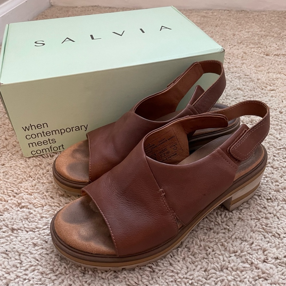 Salvia Haley cuoio cowhide nappa sandals, size 40